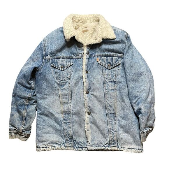 Vintage LEVIS Sherpa Lined Jean Jacket Size 44 - Picture 2 of 16